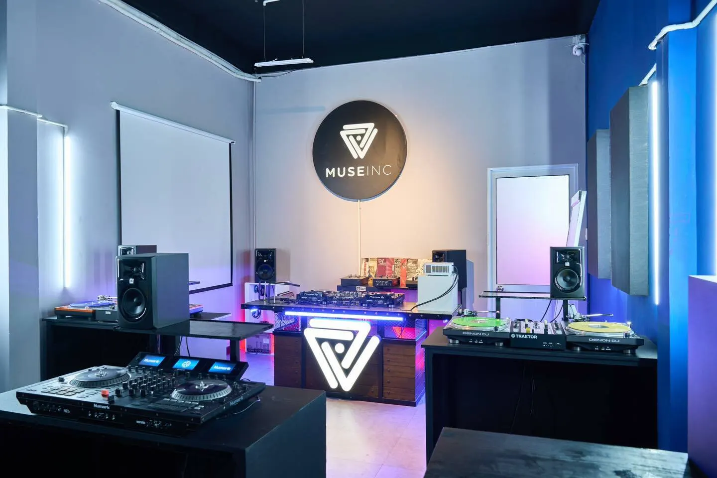 Classroom and DJ equipment at Muse Academy